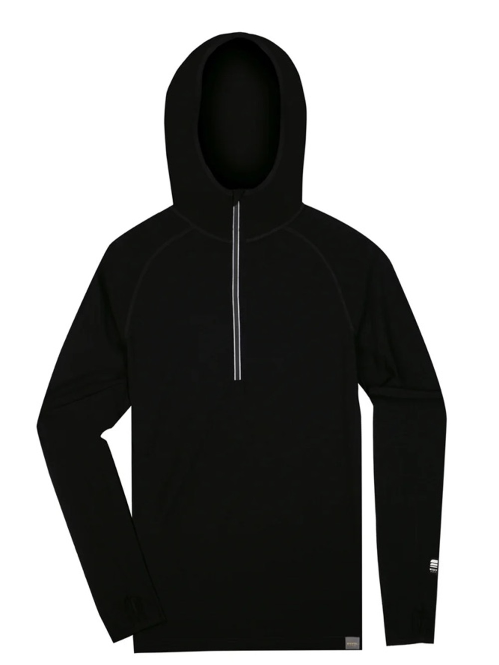 MERIWOOL MEN'S MERINO 190 BASE LAYER LONG SLEEVE HOODIE, Black, Medium, NWT